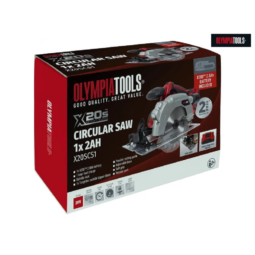 Olympia Tools X20SCS1 X20s Circular Saw 20V with 1 x 2Ah Battery - Premium Power Saws from Olympia Tools - Just $88.99! Shop now at W Hurst & Son (IW) Ltd