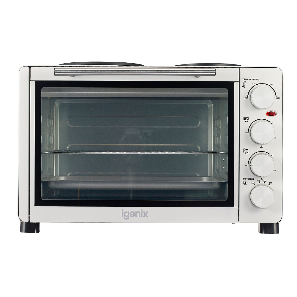Igenix IG7130 Mini Oven 30 Litre White with Double Hotplates - Premium Ovens from Igenix - Just $114.95! Shop now at W Hurst & Son (IW) Ltd