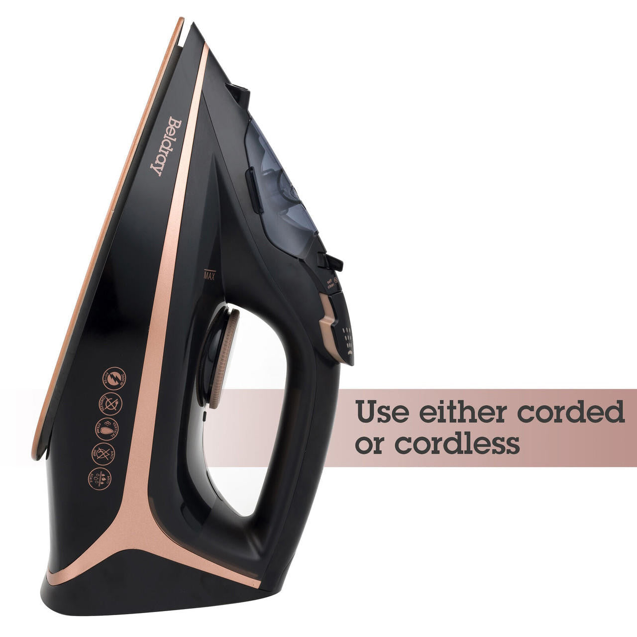 Beldray BEL0987RG-150 2-in-1 Cordless 360° Steam Iron - Rose Gold - Premium Steam Irons from Beldray - Just $26.99! Shop now at W Hurst & Son (IW) Ltd