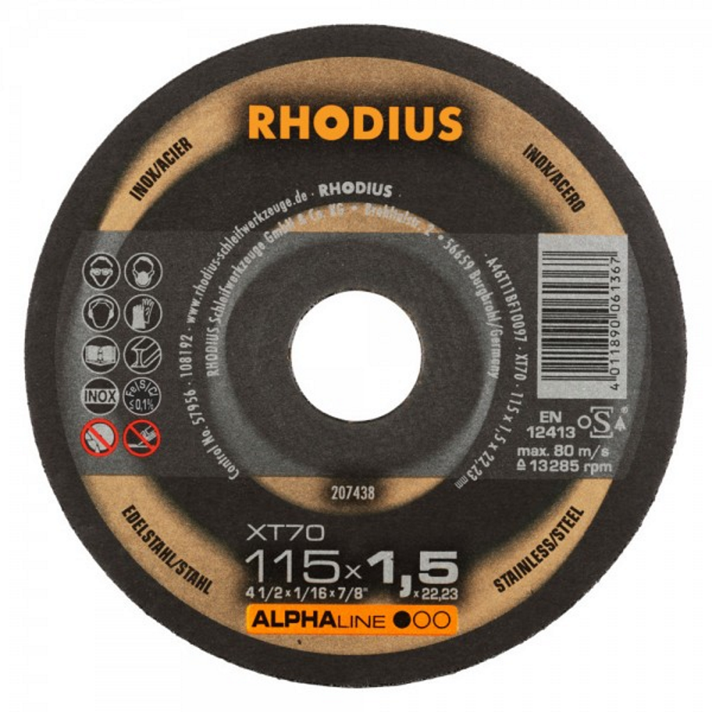 Rhodius XT70 Alpha Power Rhodius Cutting Disc 10 pack 115 mm
