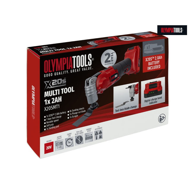 Olympia Tools X20SMT1 X20s Multi Tool 20V with 1 x 2Ah Battery - Premium Power Multi-Tools from Olympia Tools - Just $74.99! Shop now at W Hurst & Son (IW) Ltd