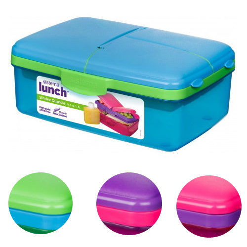 Sistema 18003965 Slimline Quaddie Lunch Box - Asst Colours - Premium Tupperware Style Containers from Sistema - Just $8.50! Shop now at W Hurst & Son (IW) Ltd