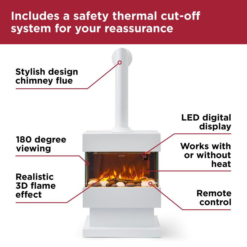 Black u0026 Decker BXFH45008GB Panoramic Fireplace with Chimney 1.8kw White |  Buy Electric Stoves from Black u0026 Decker279.95 – W Hurst u0026 Son (IW) Ltd