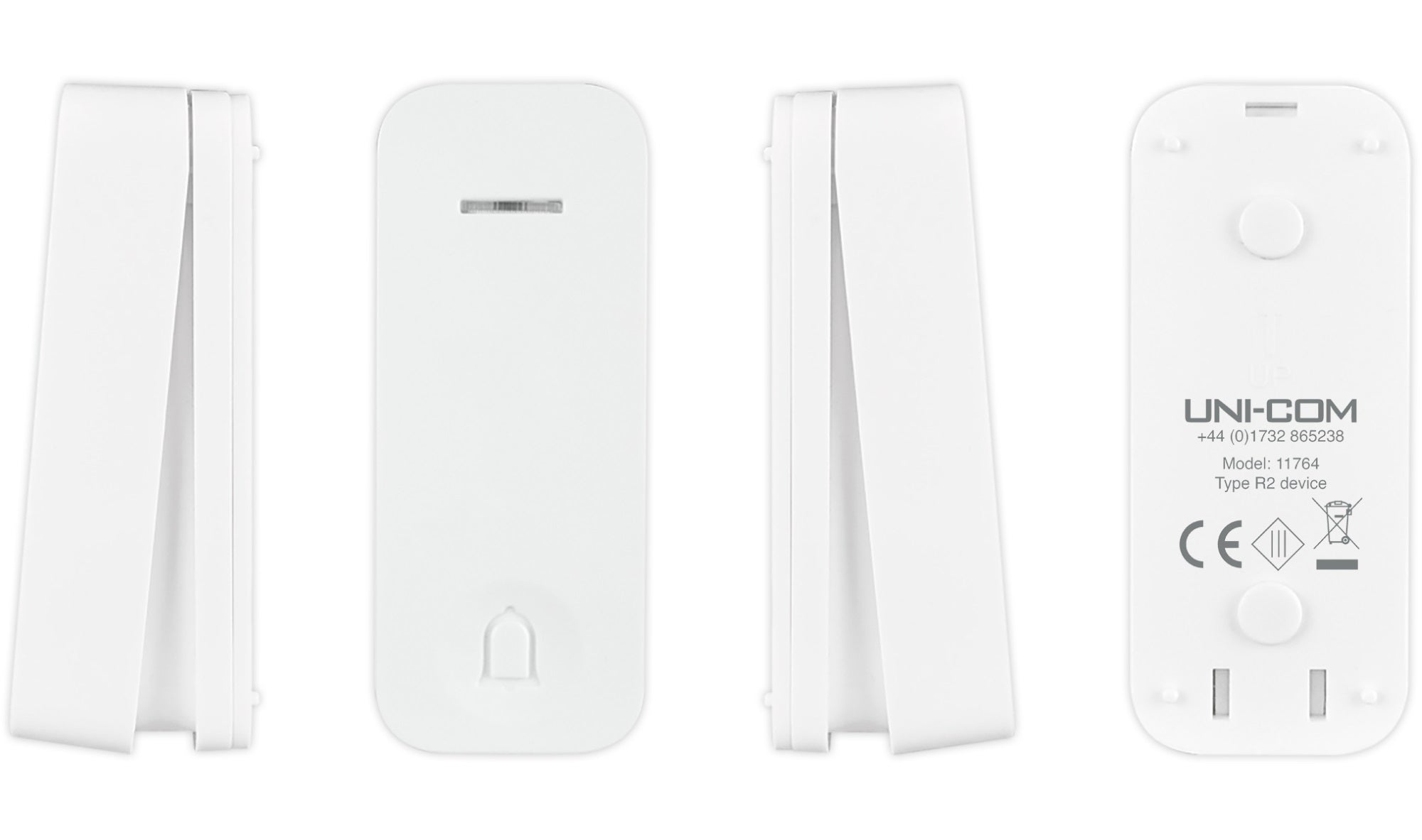Uni-Com 66385 Portable Door Chime with Kinetic Bell Push – White - Premium Door Bells from Uni-Com - Just $16.50! Shop now at W Hurst & Son (IW) Ltd