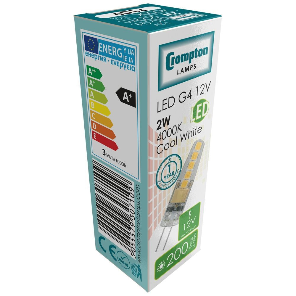 Crompton G4 2w 12V LED Cool White Lamp - Premium Capsule from crompton - Just $4.99! Shop now at W Hurst & Son (IW) Ltd