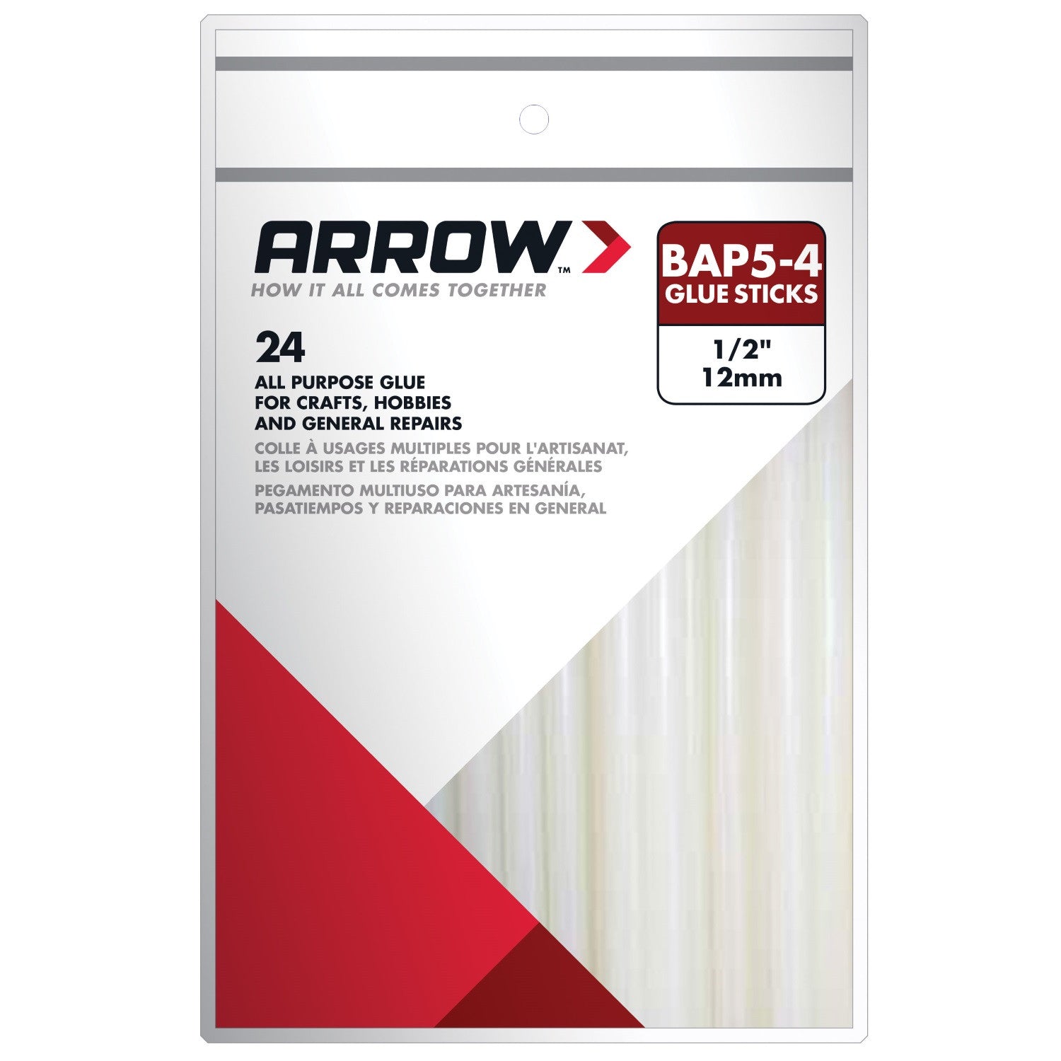 Arrow BAP5-4 All Purpose 4" Clear Glue Sticks Pkt24 - Premium Glue Guns / Sticks from Arrow Fasteners - Just $8.5! Shop now at W Hurst & Son (IW) Ltd