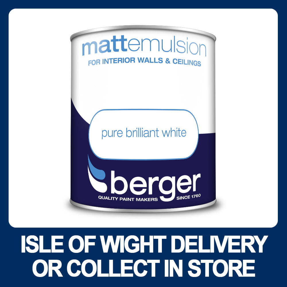 Berger Matt Emulsion 1 Litre - White - Premium Matt Emulsion from Berger - Just $9.95! Shop now at W Hurst & Son (IW) Ltd