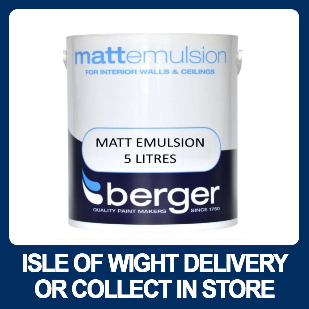 Berger Matt Emulsion 5 Litres - Various Colours - Premium Matt Emulsion from Berger - Just $22.99! Shop now at W Hurst & Son (IW) Ltd