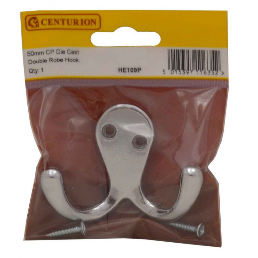 Centurion HE109P Double Robe Hook - Chrome Plated - Premium Hat / Coat Hooks from Centurion - Just $2.2! Shop now at W Hurst & Son (IW) Ltd