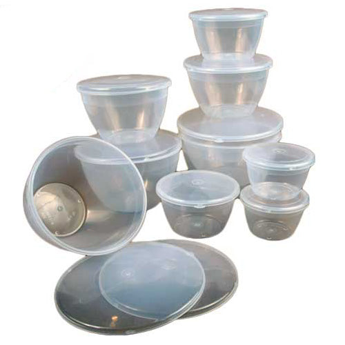 Just Pudding Basins with lids Clear Plastic Basin & lid 7 bowl sizes 1/4pt  - 4pt
