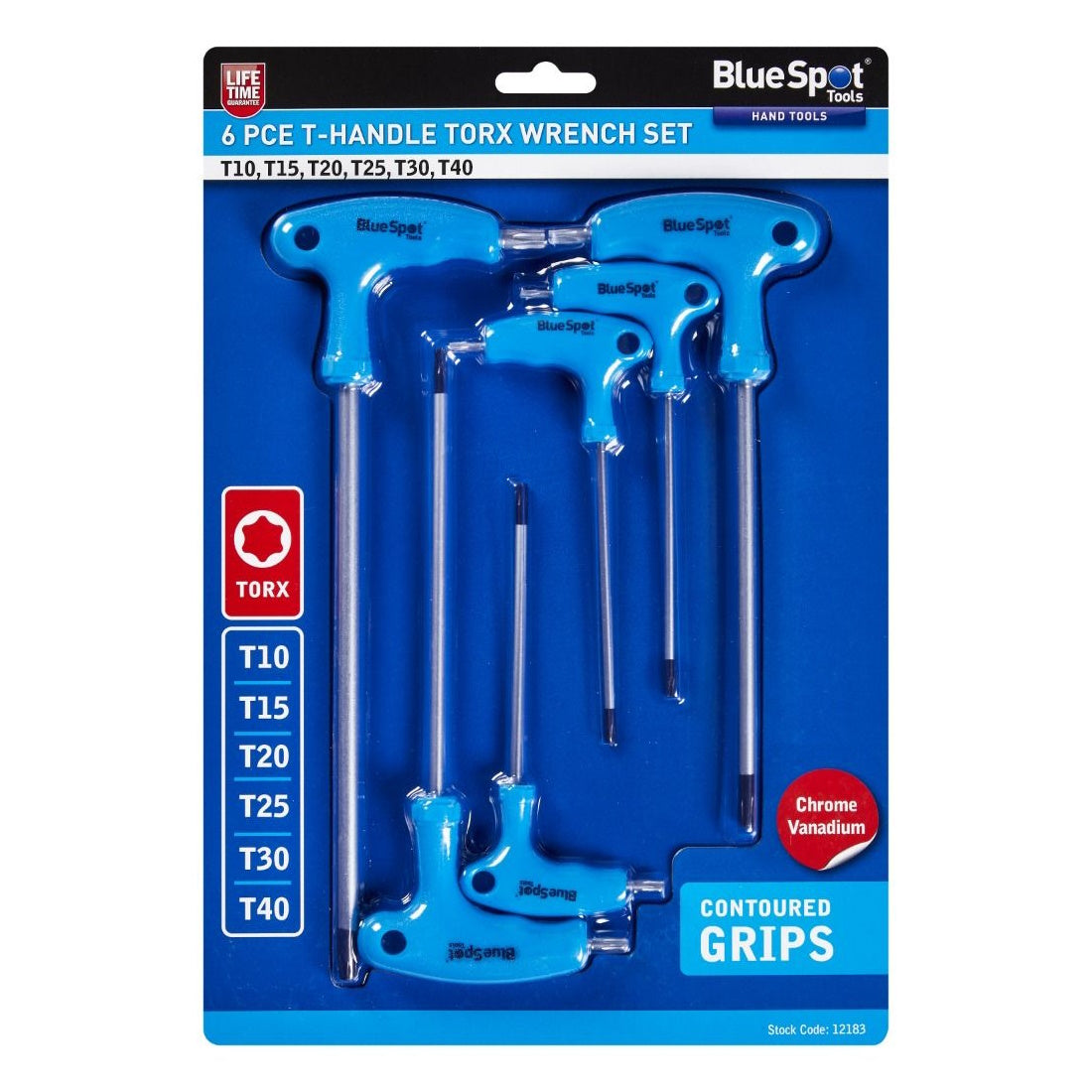 BlueSpot 12183 6 PCE T-Handle Torx Wrench Set (T10-T40) - Premium Torque Wrenches from Blue Spot - Just $10.6! Shop now at W Hurst & Son (IW) Ltd