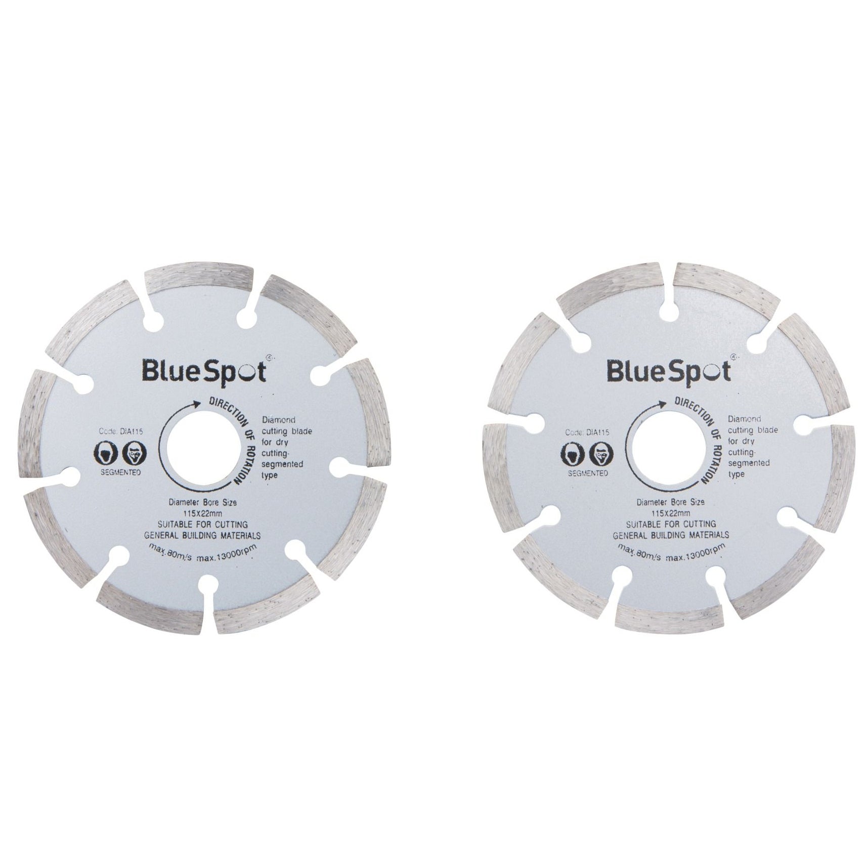 BlueSpot 19547 2 PCE 115mm (4.5") Segmented Diamond Dry Cutting Disc - Premium Angle Grinder Discs from Blue Spot - Just $4.99! Shop now at W Hurst & Son (IW) Ltd