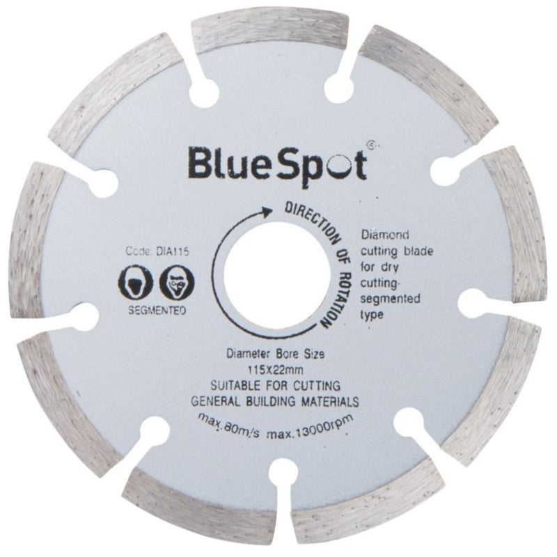 BlueSpot 19547 2 PCE 115mm (4.5") Segmented Diamond Dry Cutting Disc - Premium Angle Grinder Discs from Blue Spot - Just $4.99! Shop now at W Hurst & Son (IW) Ltd