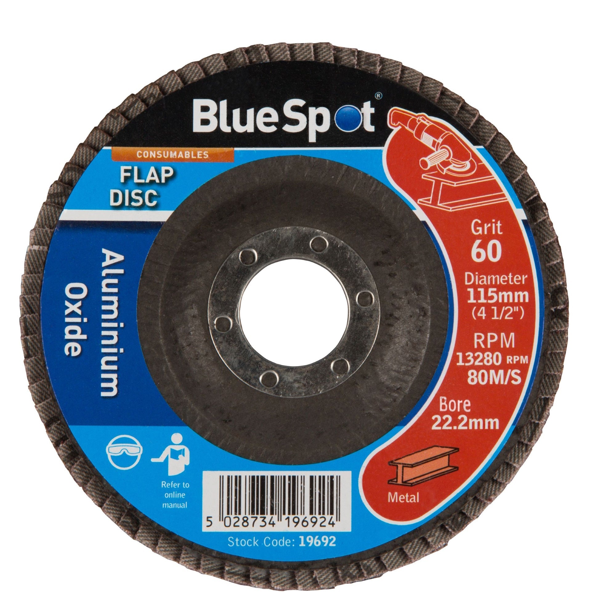 BlueSpot 19692 Aluminium Oxide Flap Disc 115mm - 60 Grit - Premium Sanding from Blue Spot - Just $1.99! Shop now at W Hurst & Son (IW) Ltd