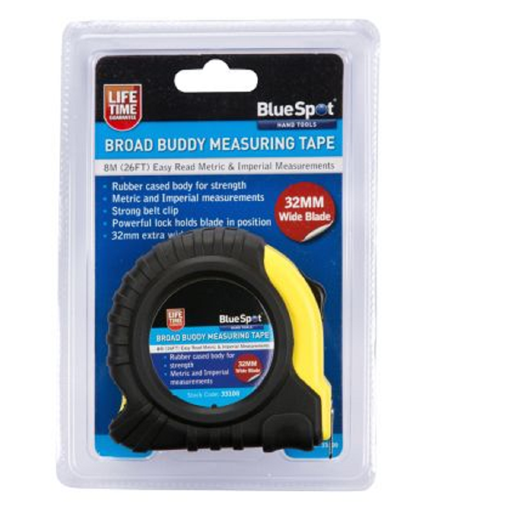 Blue Spot Tools 33100 8M (26FT) Extra-Wide Blade Tape Measure - Premium Tape Measures from Blue Spot - Just $6.75! Shop now at W Hurst & Son (IW) Ltd