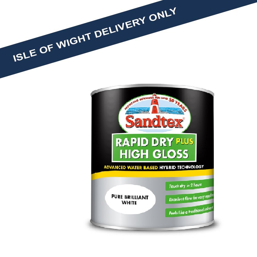 Sandtex 5092570 Rapid Dry High Gloss PBW 750ml Gloss Crown Paints Ltd Brand_Sandtex Dec24 Exterior Paints Gloss Paints Interior Wood Paints iowonly Metal Paints Paint Brushes & Rollers Product Type_Metal Brush Paints Product Type_Outdoor Wood Paints Product Type_Paint Brushes Pure Brilliant White RobC Specialist Paints white