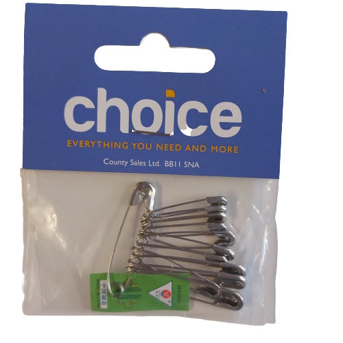 Choice C52325 Chromed Safety Pins Pkt12 - Premium Housewares from Choice - Just $0.95! Shop now at W Hurst & Son (IW) Ltd