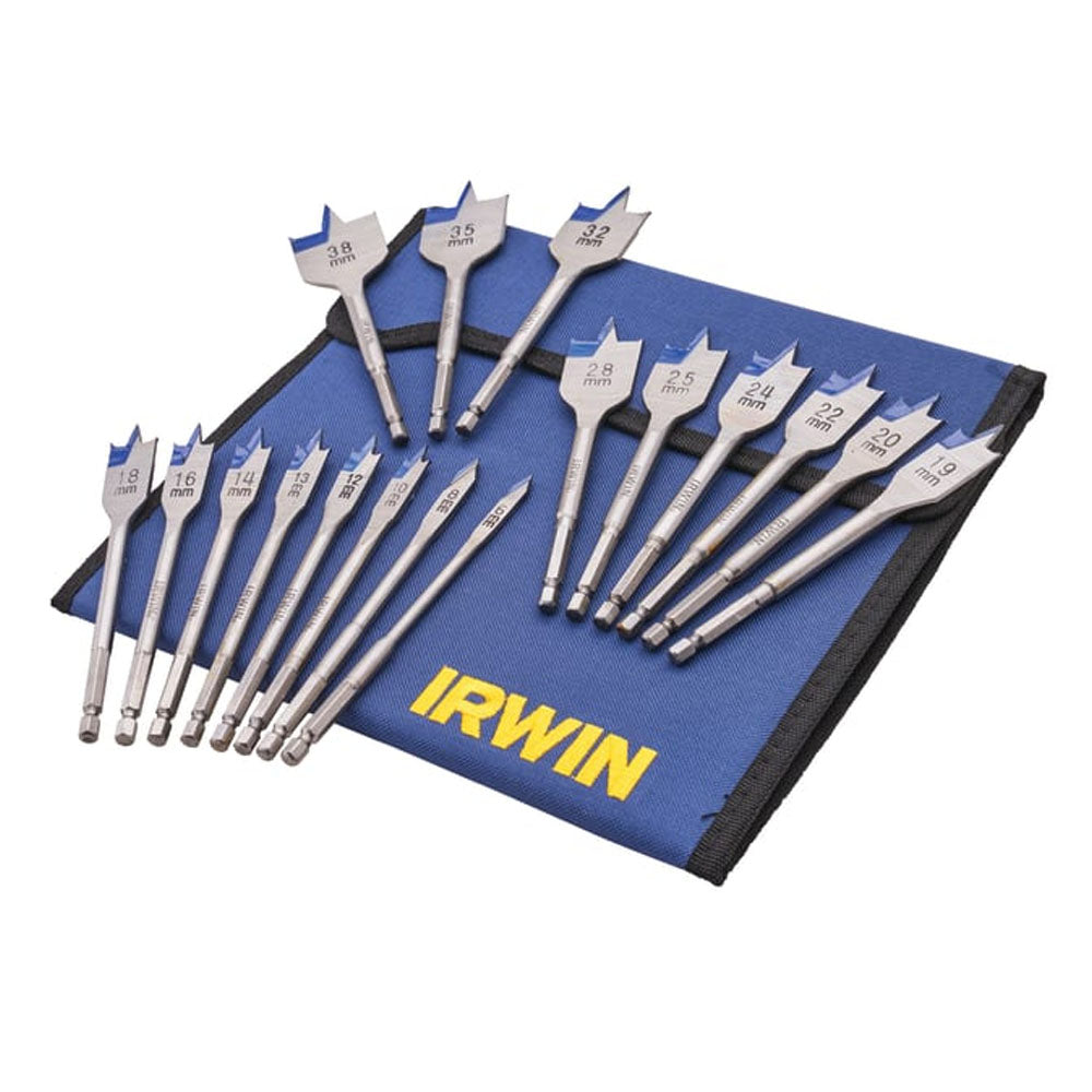 IRWIN Blue Groove Flat Bit Set 17 Piece - XMS25FLATBIT Drill Bit Sets Curtis Holt (Southampton) Ltd (NMB Brand Irwin Brand_Irwin CarlR Drill bit Drill Bits Irwin Nov25 Product Type_Drill Bit Sets Toolbank XMS25