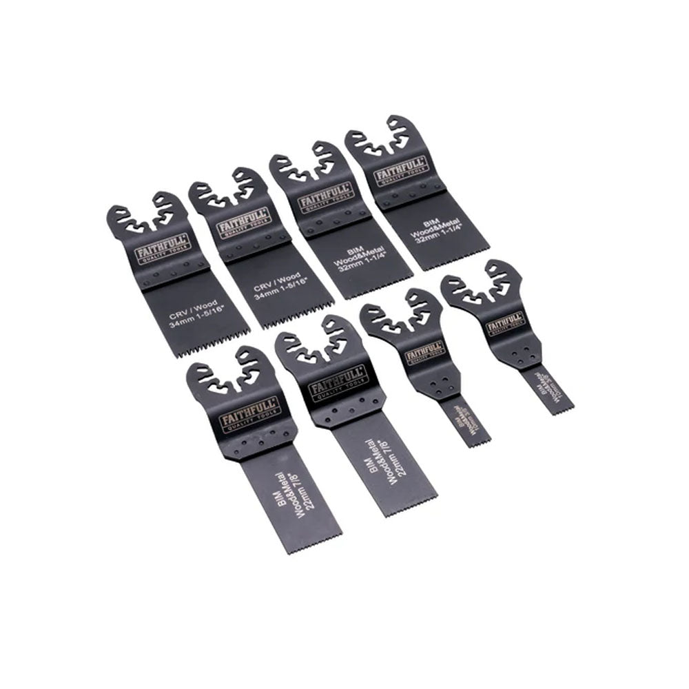 Faithfull Multi-Tool Blade Kit 8 Piece - XMS25MULTI8 Multi-Tool Accs FAITHFULL Bits Brand_Faithfull CarlR Faithfull Google Product Nov25 Product Type_Multi-Tool Accs Toolbank XMS25