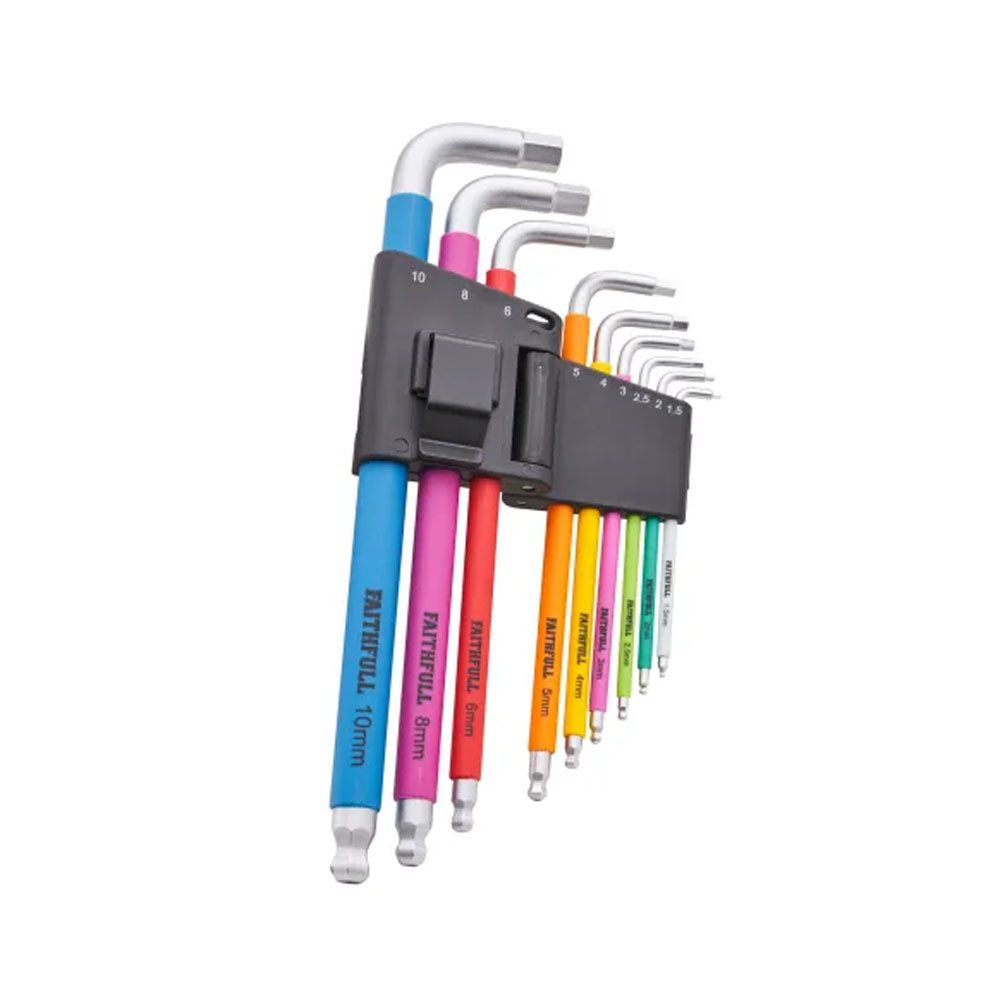 Faithfull 9 Piece Colour Coded Hex Key Set - XMS25HEXKEY Hexagon Keys Metric Curtis Holt (Southampton) Ltd (NMB Brand_Faithfull CarlR Collections_Screwdrivers / Hex Keys Faithfull Hexagon Keys Metric Nov25 Screwdrivers & Hex Keys Toolbank Tools XMS25