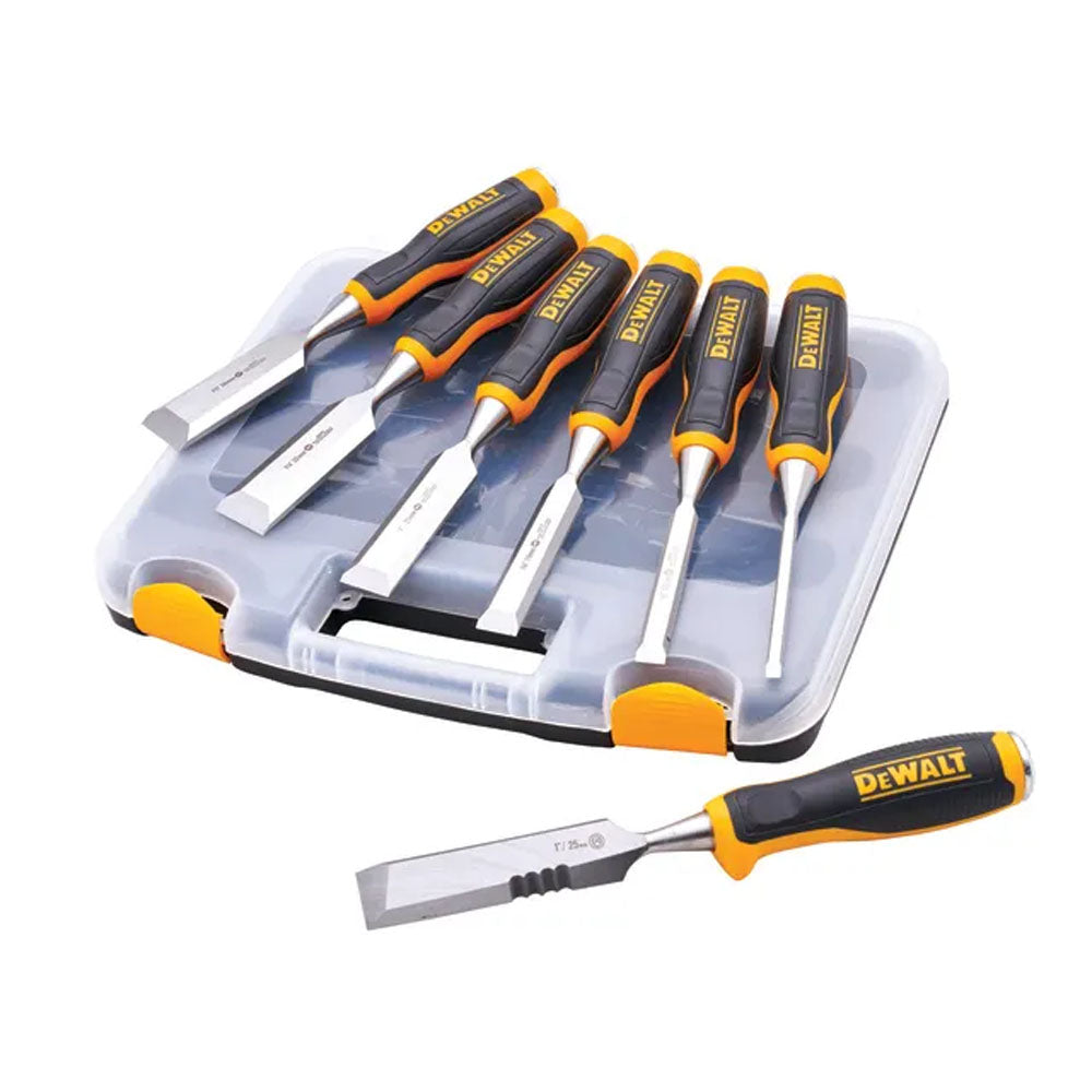 DeWalt 6 Piece Chisel Set with Free Chisel Knife - XMS25CHISEL Chisels Toolbank Ltd (NMBS) Brand_Dewalt CarlR Chisels Chisels & Files Collections_Planes Chisels / Files DeWalt Oct25 Planes Chisels & Files Planes Files & Chisels Product Type_Chisel Knives Product Type_Chisels Toolbank XMS25