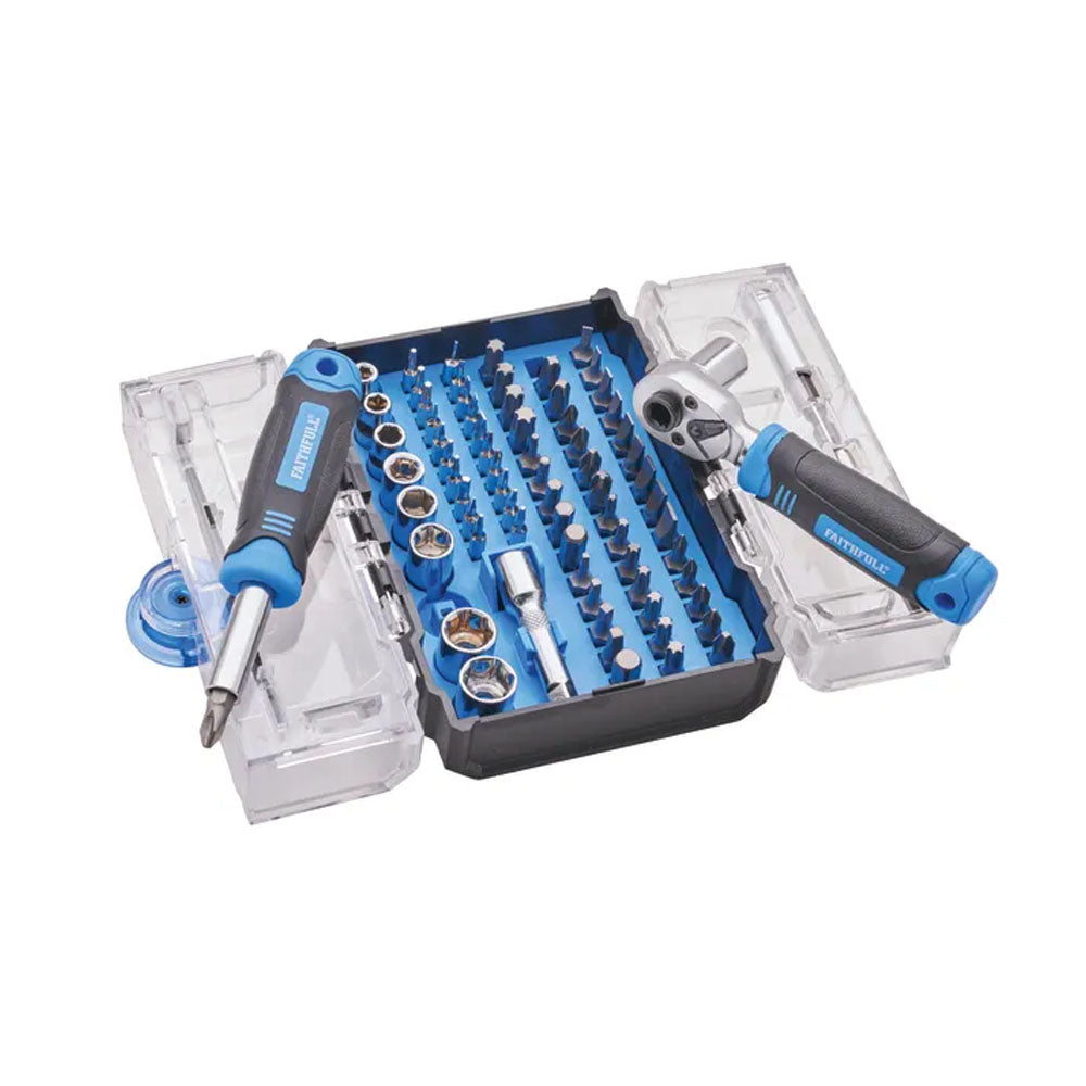 Faithfull 78 Piece Screwdriver Bit & Socket Set - XMS25SDSET78 Screwdriver Sets Toolbank Ltd (NMBS) Brand_Faithfull CarlR Collections_Drills and Screwdrivers Collections_Screwdrivers / Hex Keys Drills & Screwdrivers Faithfull Oct25 Power Drills & Screwdrivers Product Type_Power Drills & Screwdrivers Product Type_Ratchet Screwdrivers Product Type_Screwdriver Bits Product Type_Screwdriver Sets Ratchet Tools Screwdrivers & Hex Keys Toolbank XMS25