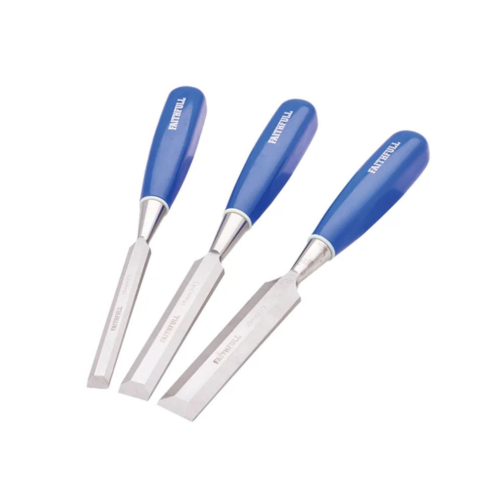 Faithfull 3 Piece Blue Chisel Set - XMS25CHISEL3 Chisels Toolbank Ltd (NMBS) Brand_Faithfull CarlR Chisels Chisels & Files Collections_Planes Chisels / Files Faithfull Oct25 Planes Chisels & Files Planes Files & Chisels Product Type_Chisels Toolbank XMS25