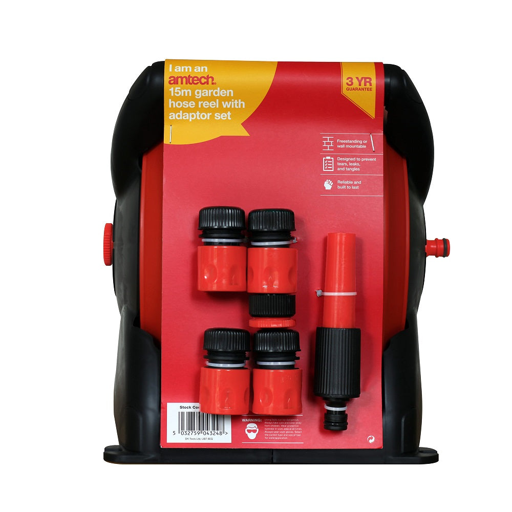 Amtech U2562 Garden Hose Reel with Adaptor Set Garden Hoses / Reels DK Tools Ltd Amtech Brand_Amtech Collections_Hoses / Watering Garden Hose Spray Nozzles Garden Hoses Hoses & Watering Jan25 Product Type_Garden Hoses / Reels Product Type_Hose Product Type_Hose Fittings RobC