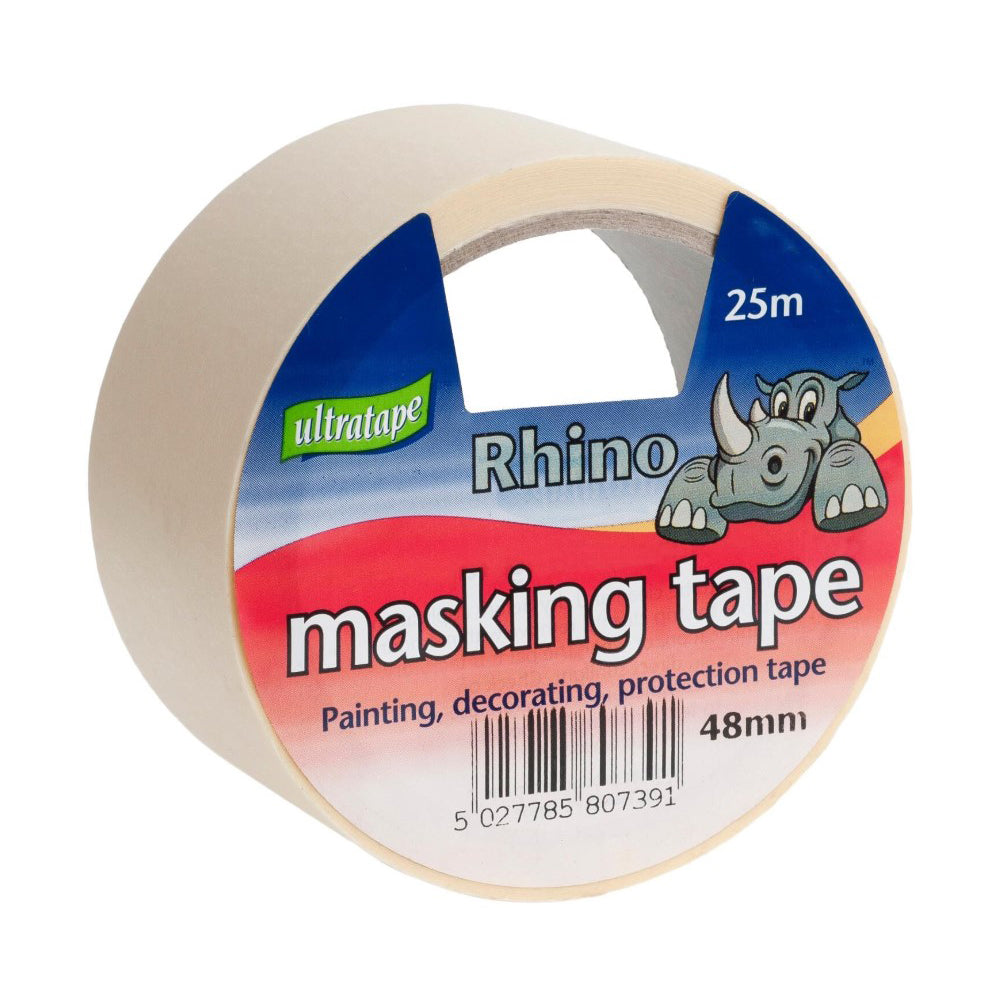 Rhino RT03534825RH1 General Purpose Masking Tape (48mm x 25m) Masking Tape Bruce Douglas Marketing Ltd CarlR Collections_Tapes / Adhesives Decorating decorating supplies MAR25 Product Type_Masking Tape Tape Tapes & Adhesives