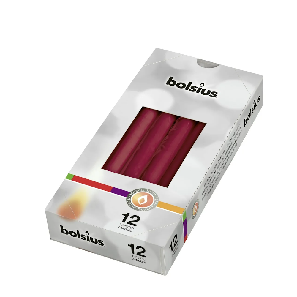 Taper Candle 24.5x2.4cm Bordeaux / Burgundy - Premium Candles from Bolsius - Just $1! Shop now at W Hurst & Son (IW) Ltd