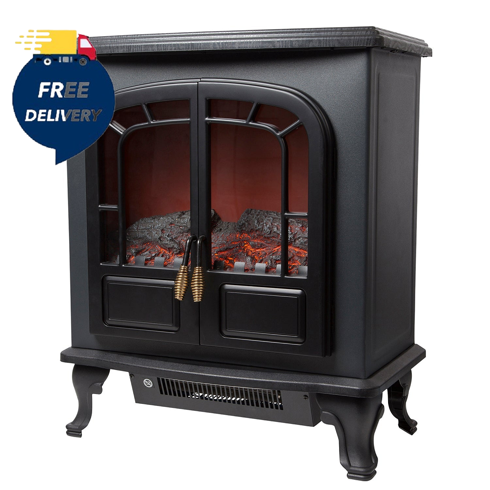 Warmlite WL46019 Wingham 2000w Log Effect Stove Fire - Black - Premium Electric Stoves from warmlite - Just $125.99! Shop now at W Hurst & Son (IW) Ltd