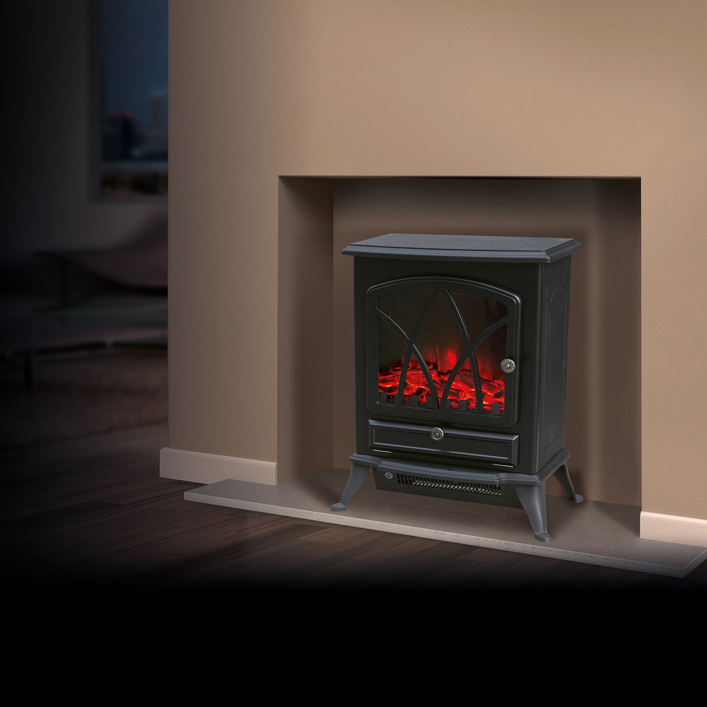 Warmlite WL46018 Sterling Log Effect Stove Fire with Thermostat - Black - Premium Electric Stoves from warmlite - Just $89.99! Shop now at W Hurst & Son (IW) Ltd