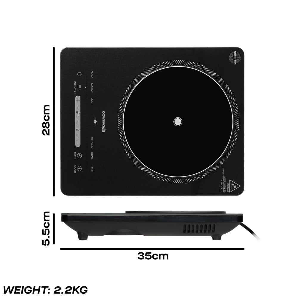 Daewoo SDA2771GE Single Induction Hob With Timer 2200w Hobs - Single Eurosonic Brand_Daewoo Collections_Cooking Appliances Domestic Appliances Electrical Google Product Hobs & Hotplates Mark.Williams Product Type_Hobs - Single Product Type_Induction Hobs
