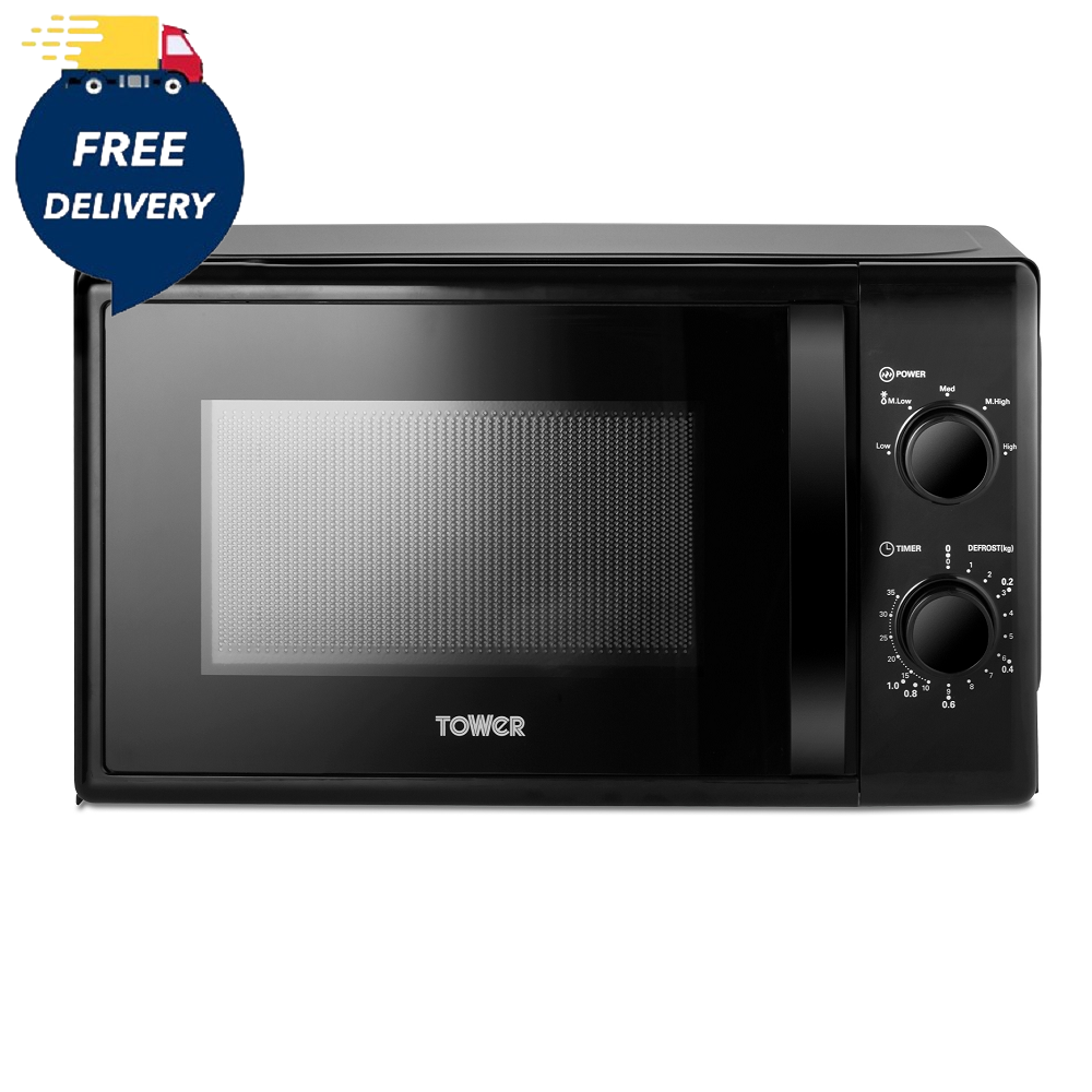 Tower T24034BLK Manual Microwave 20L 700W Black - Premium Microwaves from Tower - Just $74.99! Shop now at W Hurst & Son (IW) Ltd
