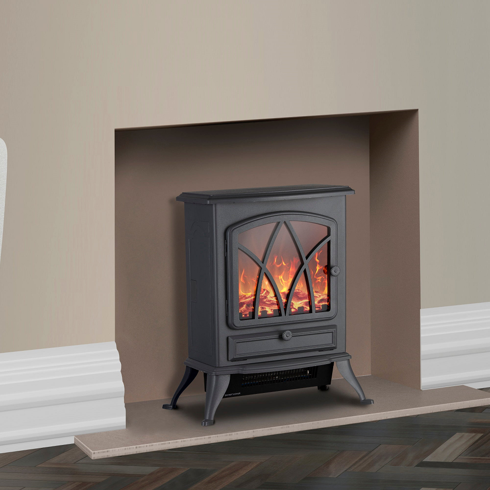 Warmlite WL46018G Sterling Log Effect Stove Fire with Thermostat - Grey - Premium Electric Stoves from warmlite - Just $89.99! Shop now at W Hurst & Son (IW) Ltd