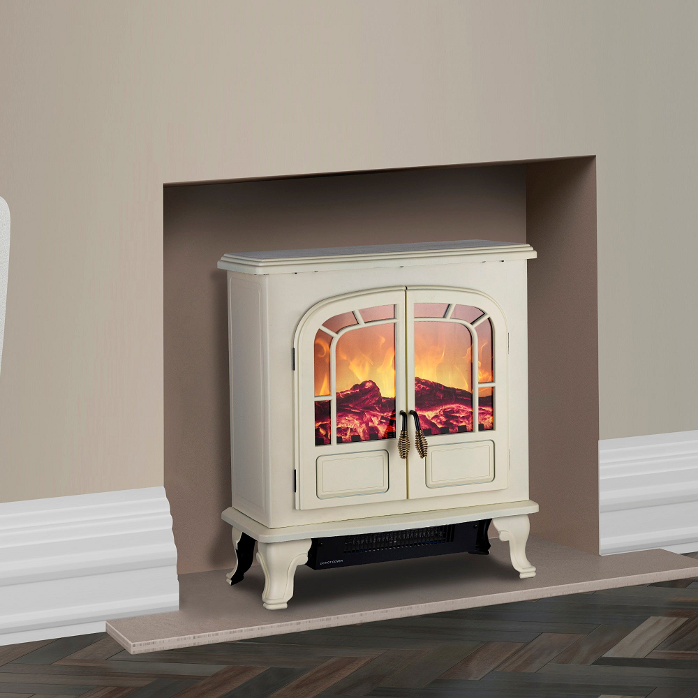 Warmlite WL46019C Wingham 2000w Log Effect Stove Fire - Cream - Premium Electric Stoves from warmlite - Just $124.99! Shop now at W Hurst & Son (IW) Ltd