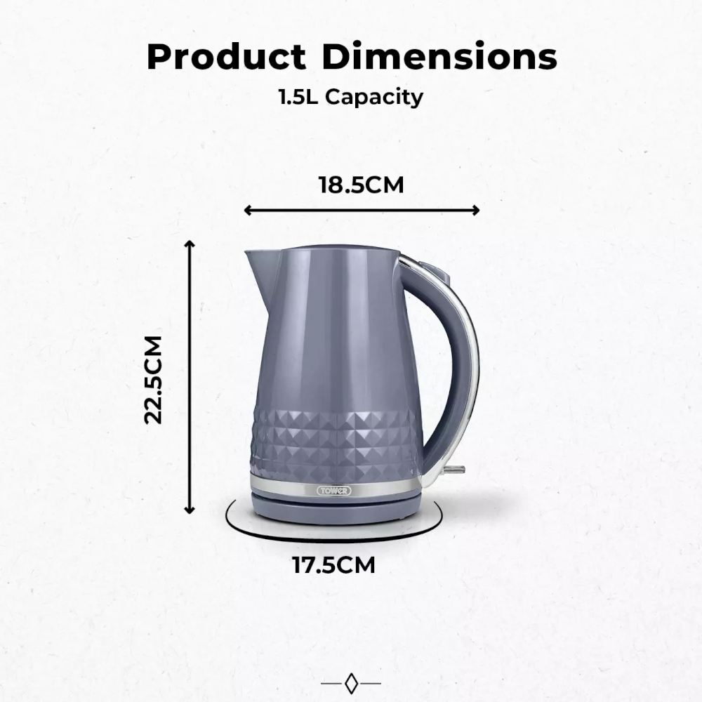 Tower T10075GRY Solitaire Jug Kettle 1.5Ltr 3kW - Grey - Premium Electric Kettles from Tower - Just $28.99! Shop now at W Hurst & Son (IW) Ltd
