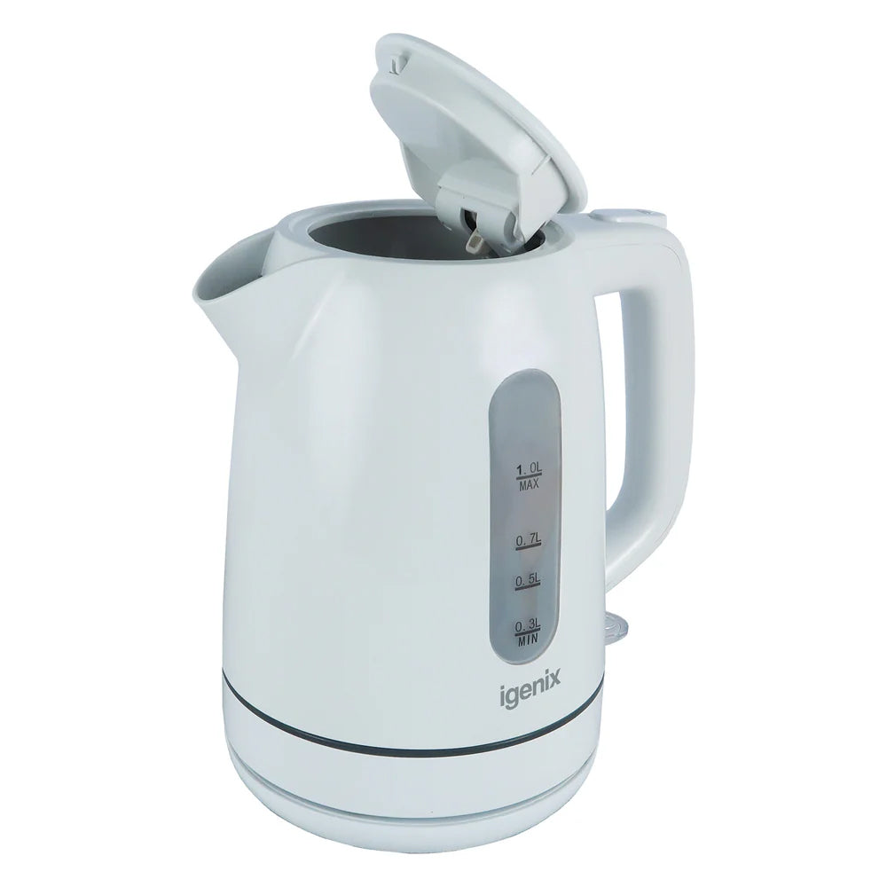 IGENIX IGK01022W Electric Kettle 1L - Compact Fast Boiling White Jug Kettle with 2000W Power Electric Kettles Bluestem Group Brand_Igenix CarlR Collections_Kettles Electric Kettles Feb25 Igenix Kettle Kettles Kitchen Appliances Kitchen Equipment Kitchen Essential kitchen essentials Product Type_Kettles