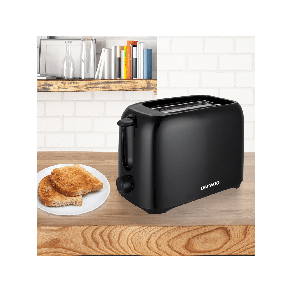 DAEWOO SDA1674 Plastic 2 Slice Toaster- Black Toasters Eurosonic Group Limited (AIS) Black Brand_Daewoo Collections_Toasters Daewoo Jan25 Product Type_2 Slice Toasters RobC Toaster Toaster2 slice Toasters