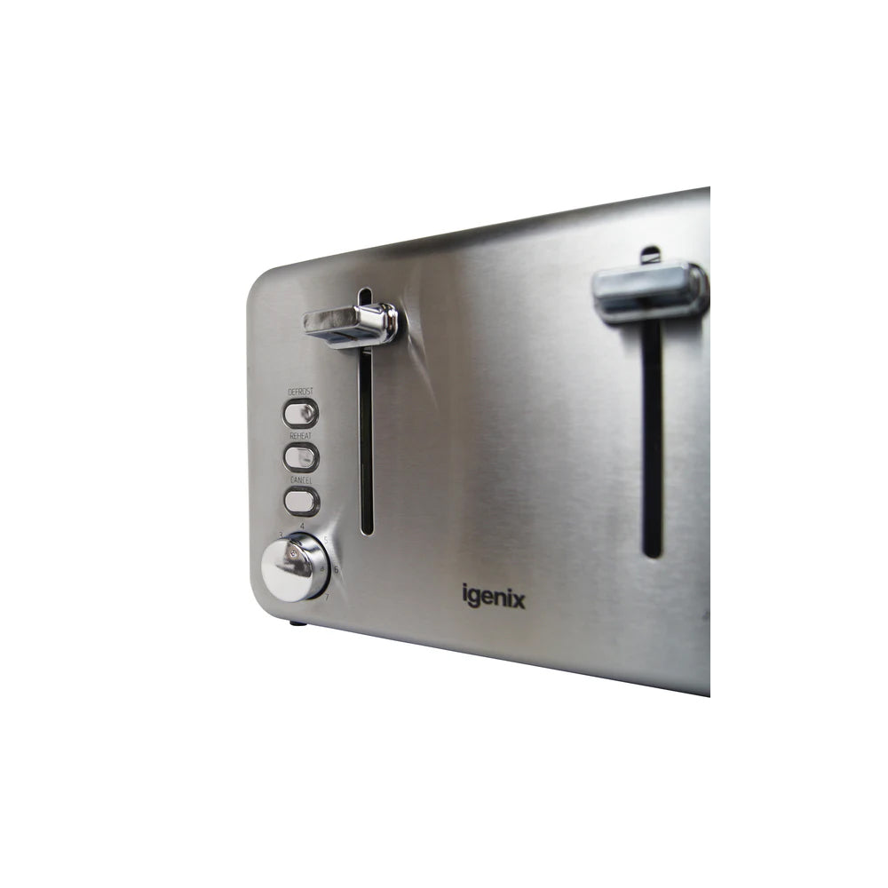 IGENIX IG3204 4 Slice Toaster Stainless Steel 4 Slice Toasters Bluestem Group Brand_Igenix CarlR Collections_Toasters Feb25 Igenix Kitchen Kitchen Appliances Kitchen Tools & Utensils Kitchenware Product Type_4 Slice Toasters Toaster Toasters