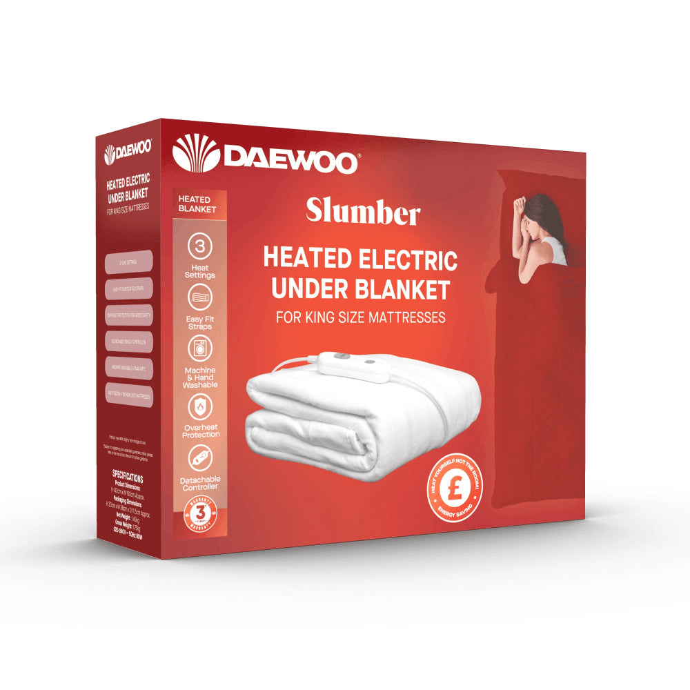 Daewoo Electric Heated Blanket – King - HEA1910 Underblankets - King Size Eurosonic Group Limited (AIS) aug25 Bed Brand_Daewoo CarlR Collections_Electric Blankets Daewoo Electric Blankets Product Type_Blankets Product Type_Underblankets - King Size