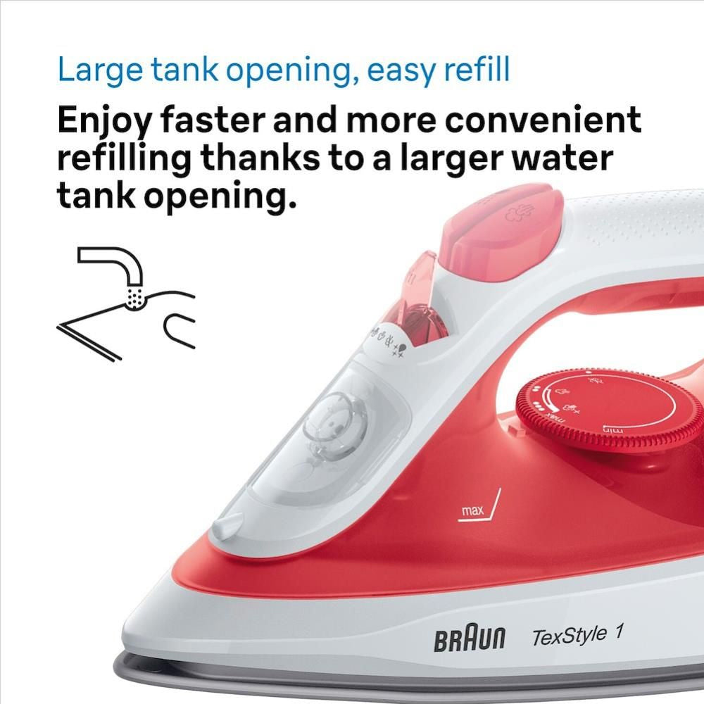 Braun TexStyle Steam Iron 1900W - BN1009 Steam Irons Bluestem Group aug25 Brand_Braun Braun CarlR iron Ironing Irons Laundry Laundry Appliances Product Type_Steam Irons Steam Iron