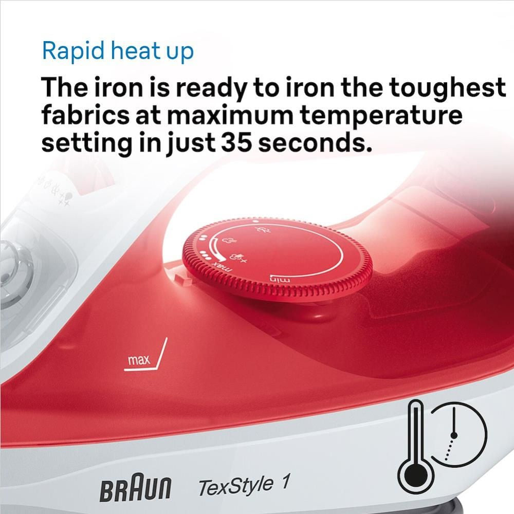 Braun TexStyle Steam Iron 1900W - BN1009 Steam Irons Bluestem Group aug25 Brand_Braun Braun CarlR iron Ironing Irons Laundry Laundry Appliances Product Type_Steam Irons Steam Iron