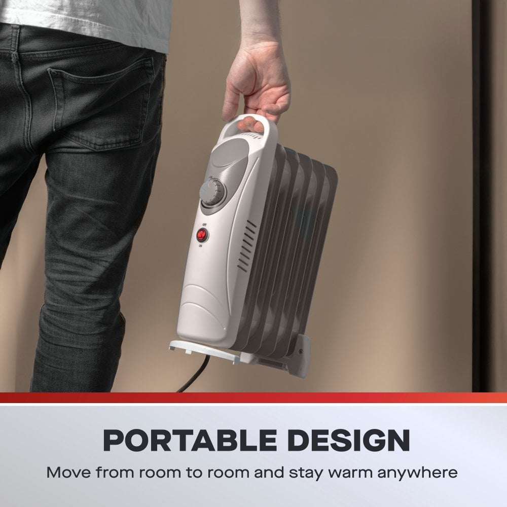 Daewoo Mini Oil Filled Radiator 800W - HEA1140 Radiators Eurosonic Group Limited (AIS) Brand_Daewoo CarlR Collections_Portable Heating Daewoo Heating Oct25 Portable Heating Product Type_Radiators Radiator Save on Heating