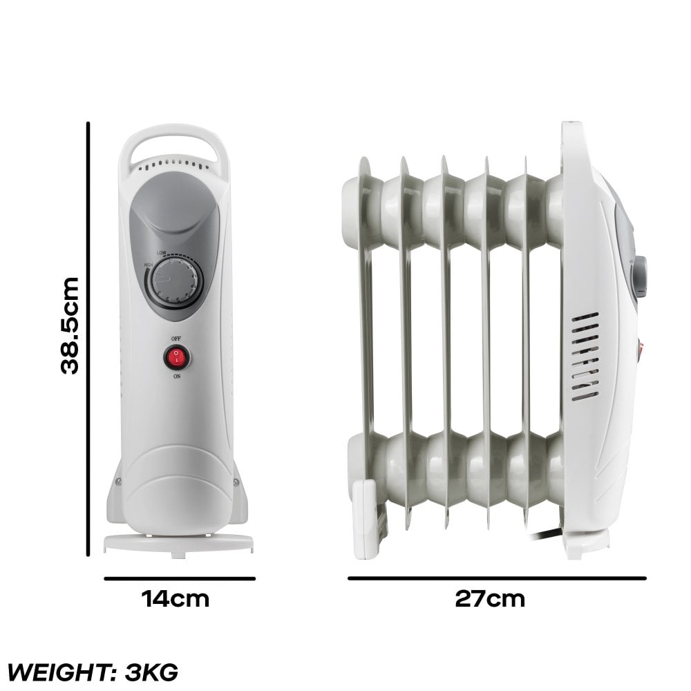 Daewoo Mini Oil Filled Radiator 800W - HEA1140 Radiators Eurosonic Group Limited (AIS) Brand_Daewoo CarlR Collections_Portable Heating Daewoo Heating Oct25 Portable Heating Product Type_Radiators Radiator Save on Heating