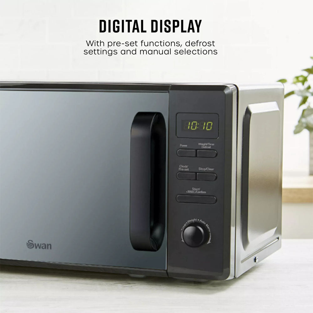 Swan Digital Microwave 20L 800W – Black - SM4421BLK Microwaves R K Wholesale Ltd (AIS) Brand_Swan CarlR Kitchen Appliances Microwave & Mini Ovens Microwaves Oct25 Product Type_Microwaves Swan