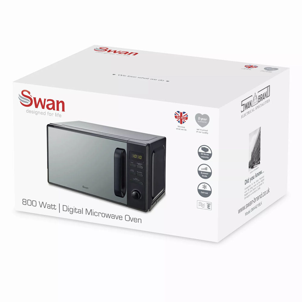 Swan Digital Microwave 20L 800W – Black - SM4421BLK Microwaves R K Wholesale Ltd (AIS) Brand_Swan CarlR Kitchen Appliances Microwave & Mini Ovens Microwaves Oct25 Product Type_Microwaves Swan