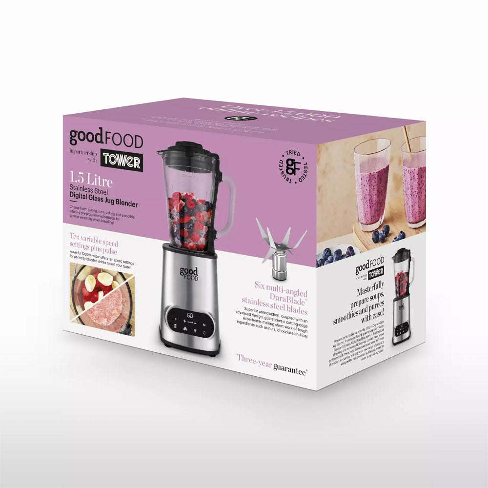 Good Food Digital Jug Blender - GF12013 Table Blenders R K Wholesale Ltd (AIS) Brand_Tower CarlR Hand & Table Blenders Kitchen Kitchen Appliances Kitchenware Oct25 Product Type_Table Blenders Tower