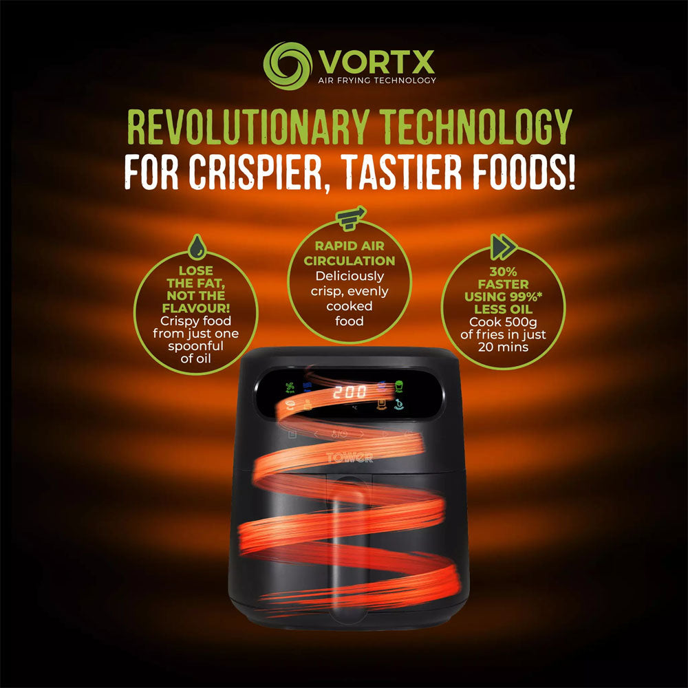 Tower Vortx 3L Digital Air Fryer - T17125 Air Fryers R K Wholesale Ltd (AIS) Brand_Tower CarlR Collections_Cooking Appliances Cooking cooking & baking Cooking Appliances Kitchen Appliances Oct25 Product Type_Air Fryers Save on Cooking Sundry Electric Cooking Tower