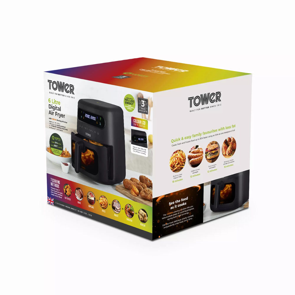Tower Vortx 3L Digital Air Fryer - T17125 Air Fryers R K Wholesale Ltd (AIS) Brand_Tower CarlR Collections_Cooking Appliances Cooking cooking & baking Cooking Appliances Kitchen Appliances Oct25 Product Type_Air Fryers Save on Cooking Sundry Electric Cooking Tower